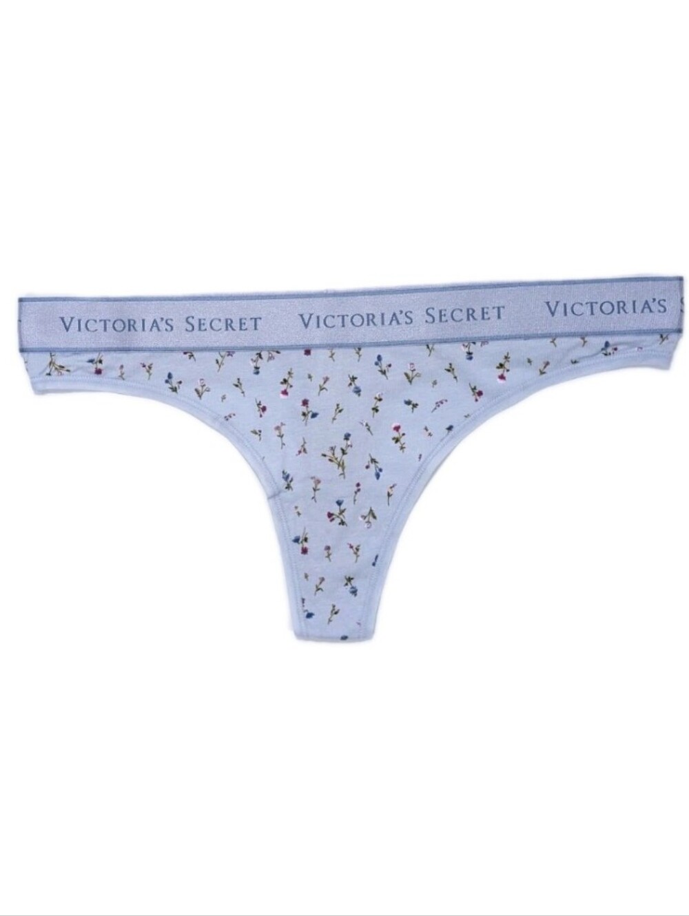 Victoria's Secret Cotton Thong Medium Wide Waistband Logo Women Panty floral